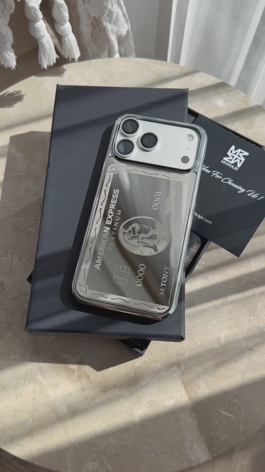 amex iphone 17 pro max case silver platinium