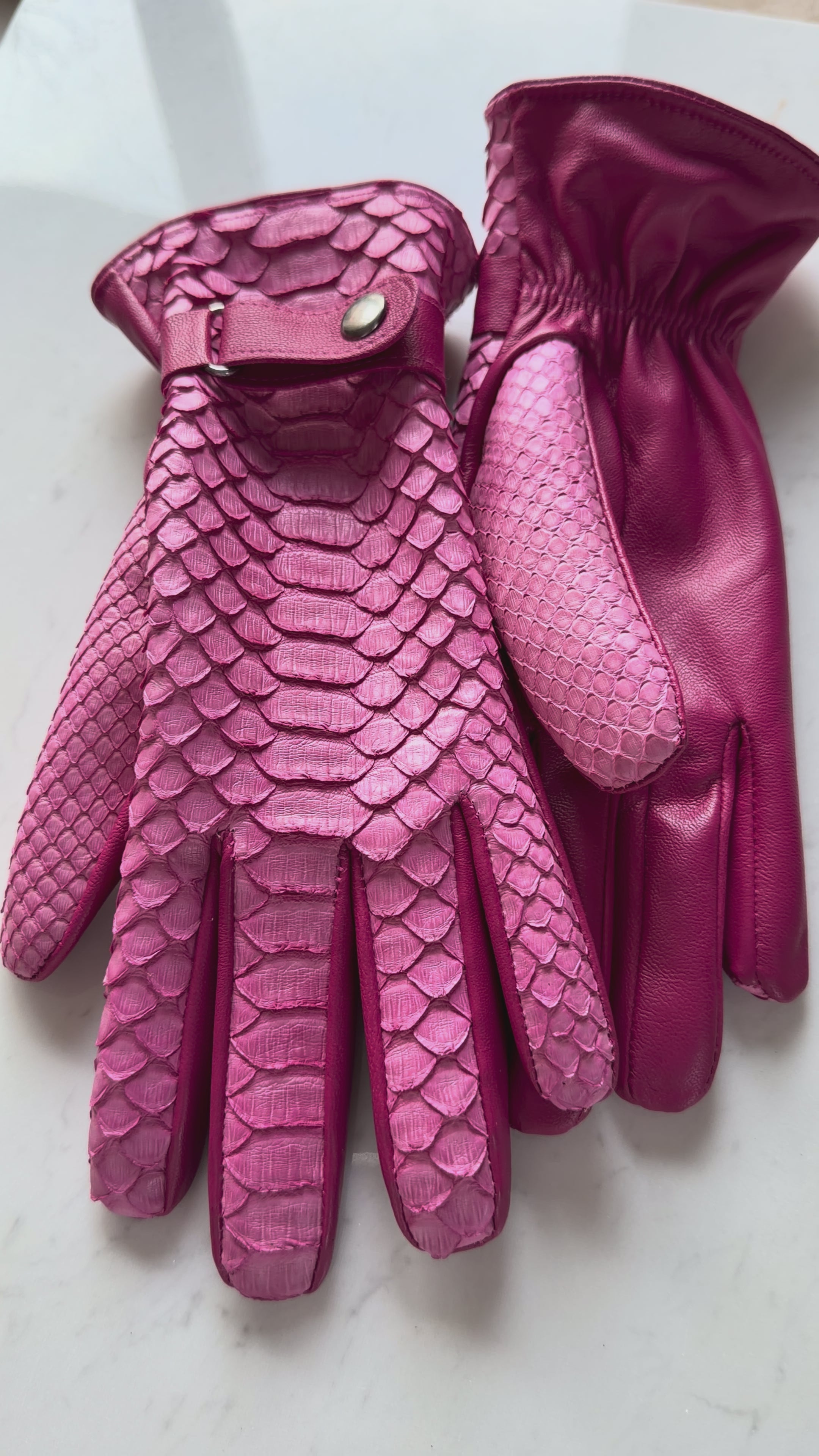 Genuine Pink Python / Snake Woman Gloves