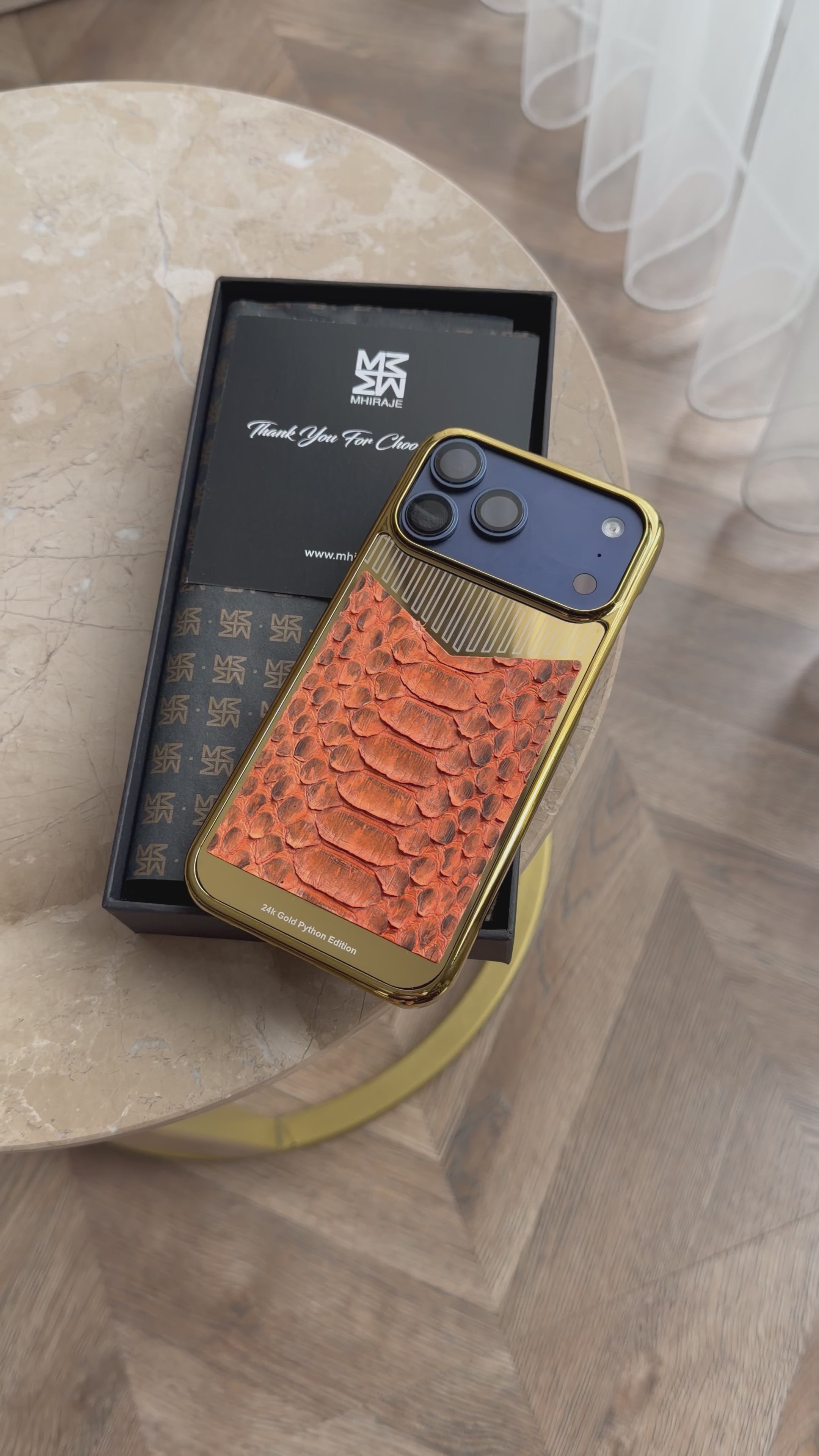 orange python leather iphone 17 pro max case