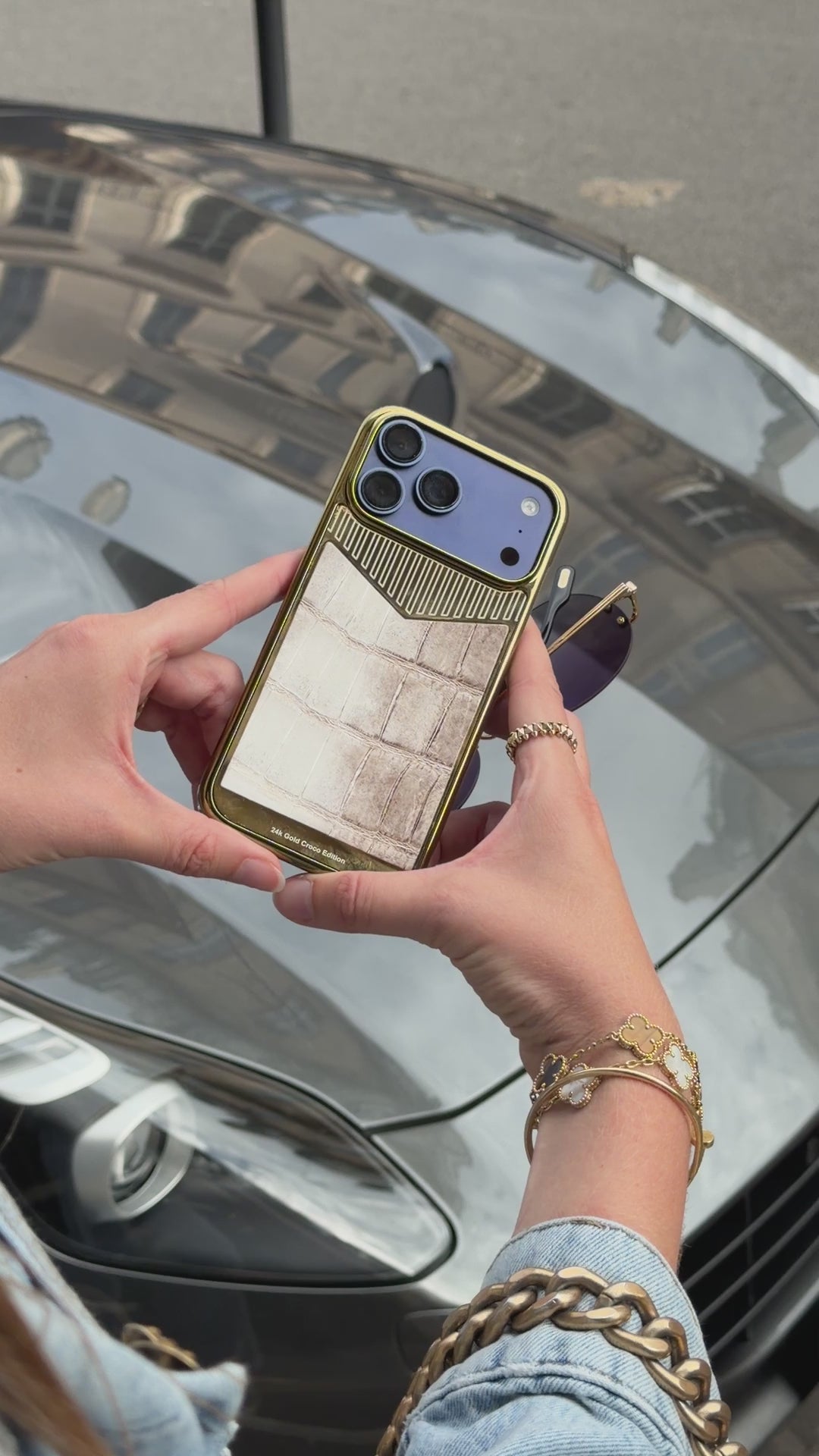 Gold Plated with Himalayan Crocodile Leather iPhone 18 Pro Max Case