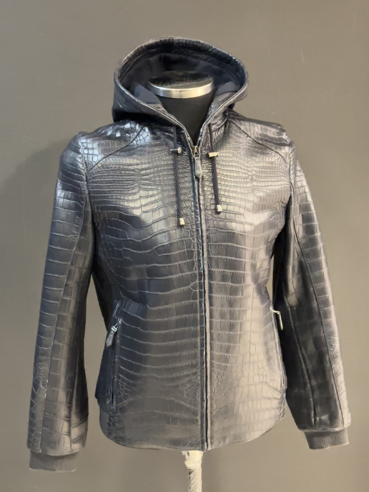 crocodile leather hoodie men jacket